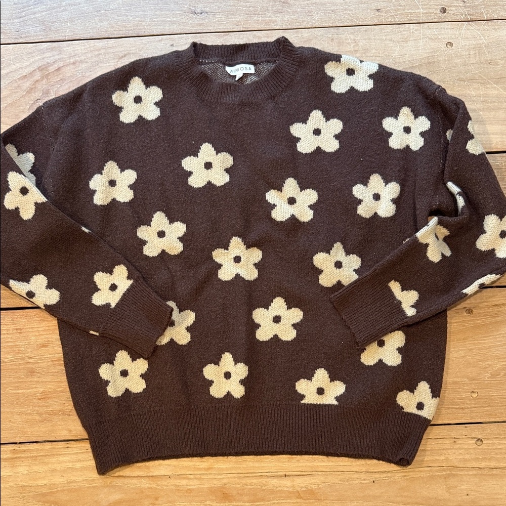 Mimosa Size Small Brown trendy Floral Sweater